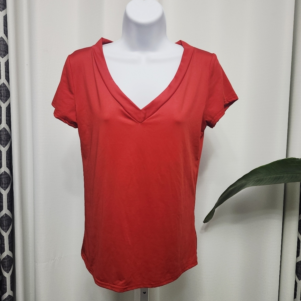 Classic Red V-Neck Women's Top Large